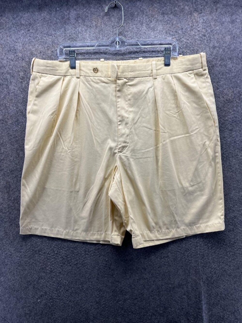 Peter Millar Shorts Mens 40 Yellow Pleated Chino Nano-Luxe Cotton Casual Summer